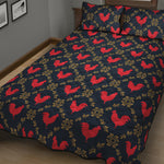 Red Rooster Pattern Print Quilt Bed Set