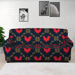Red Rooster Pattern Print Sofa Cover