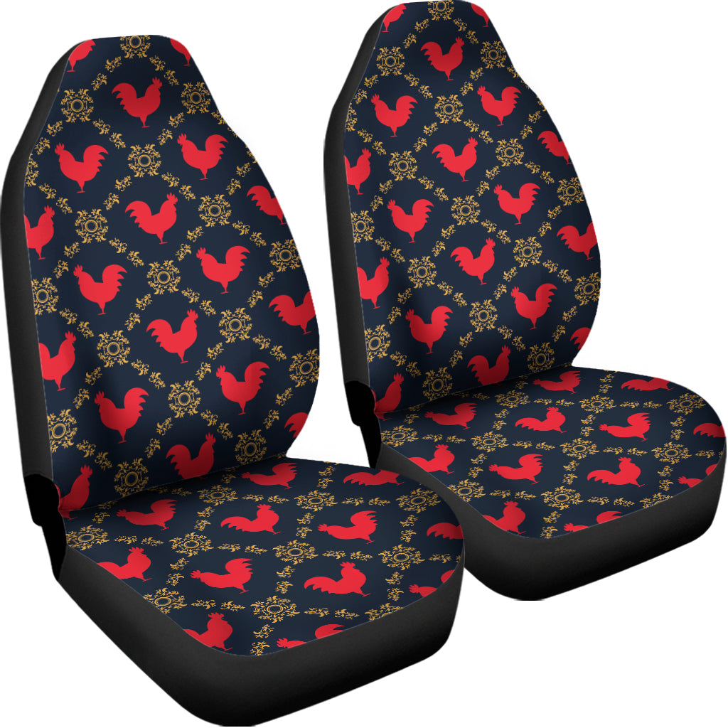 Red Rooster Pattern Print Universal Fit Car Seat Covers