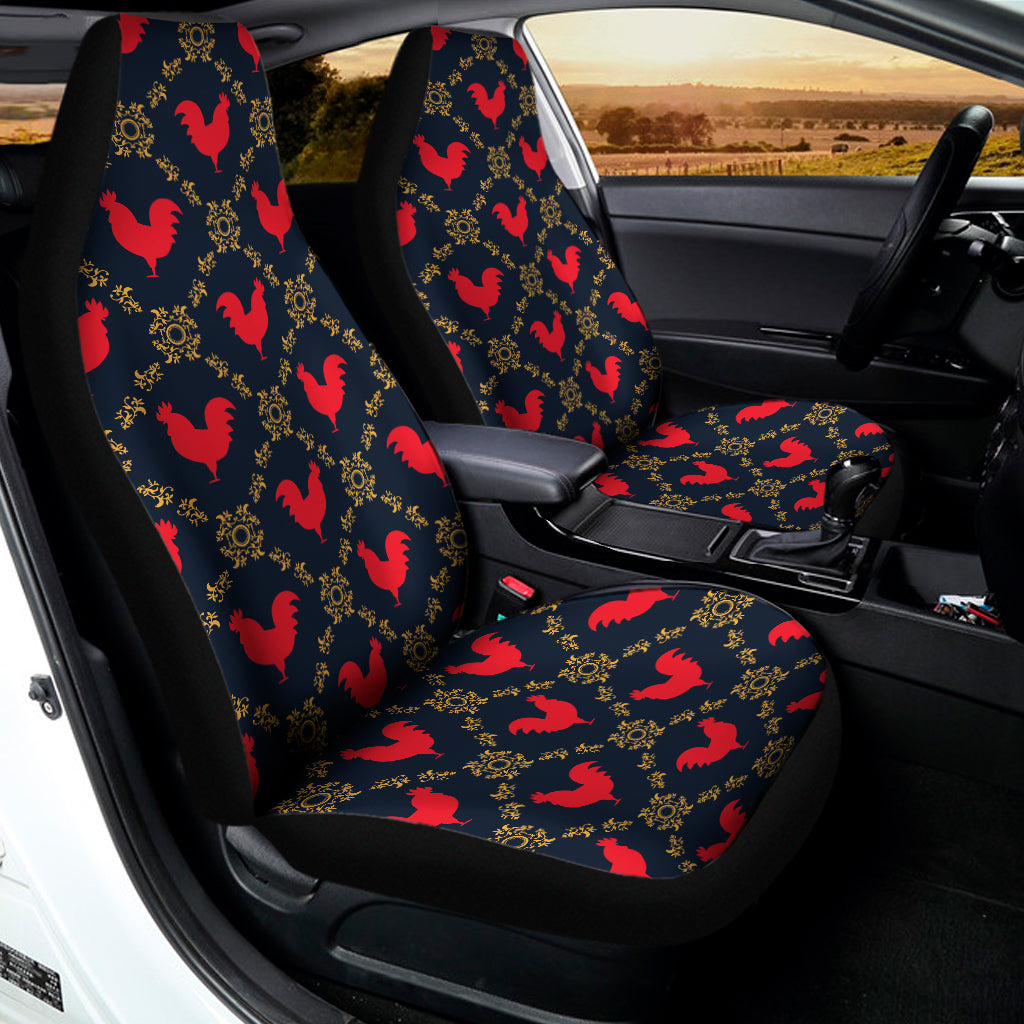 Red Rooster Pattern Print Universal Fit Car Seat Covers