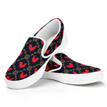 Red Rooster Pattern Print White Slip On Shoes