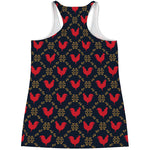 Red Rooster Pattern Print Women's Racerback Tank Top