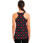 Red Rooster Pattern Print Women's Racerback Tank Top