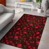 Red Rose Floral Flower Pattern Print Area Rug GearFrost