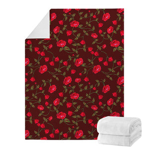 Red Rose Floral Flower Pattern Print Blanket