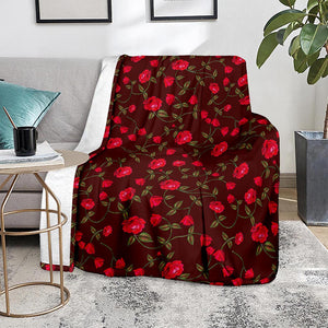 Red Rose Floral Flower Pattern Print Blanket