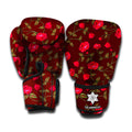 Red Rose Floral Flower Pattern Print Boxing Gloves
