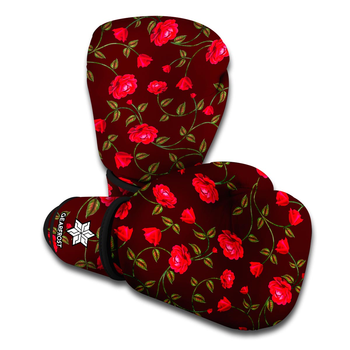 Red Rose Floral Flower Pattern Print Boxing Gloves
