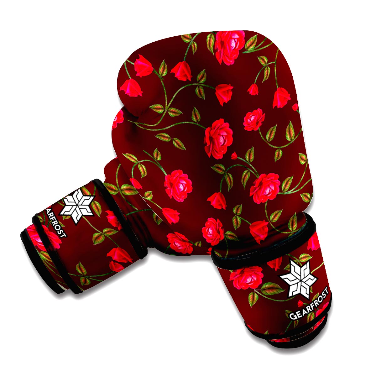 Red Rose Floral Flower Pattern Print Boxing Gloves
