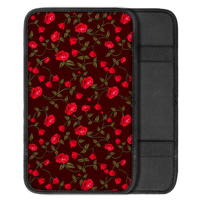Red Rose Floral Flower Pattern Print Car Center Console Cover
