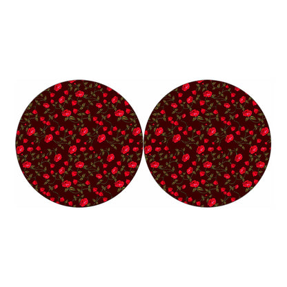Red Rose Floral Flower Pattern Print Car Coasters