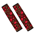 Red Rose Floral Flower Pattern Print Car Seat Belt Covers
