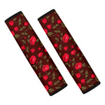Red Rose Floral Flower Pattern Print Car Seat Belt Covers