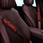 Red Rose Floral Flower Pattern Print Car Seat Belt Covers