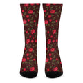 Red Rose Floral Flower Pattern Print Crew Socks