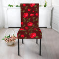 Red Rose Floral Flower Pattern Print Dining Chair Slipcover