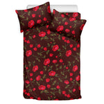 Red Rose Floral Flower Pattern Print Duvet Cover Bedding Set