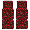 Red Rose Floral Flower Pattern Print Front and Back Car Floor Mats