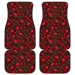 Red Rose Floral Flower Pattern Print Front and Back Car Floor Mats