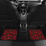 Red Rose Floral Flower Pattern Print Front and Back Car Floor Mats
