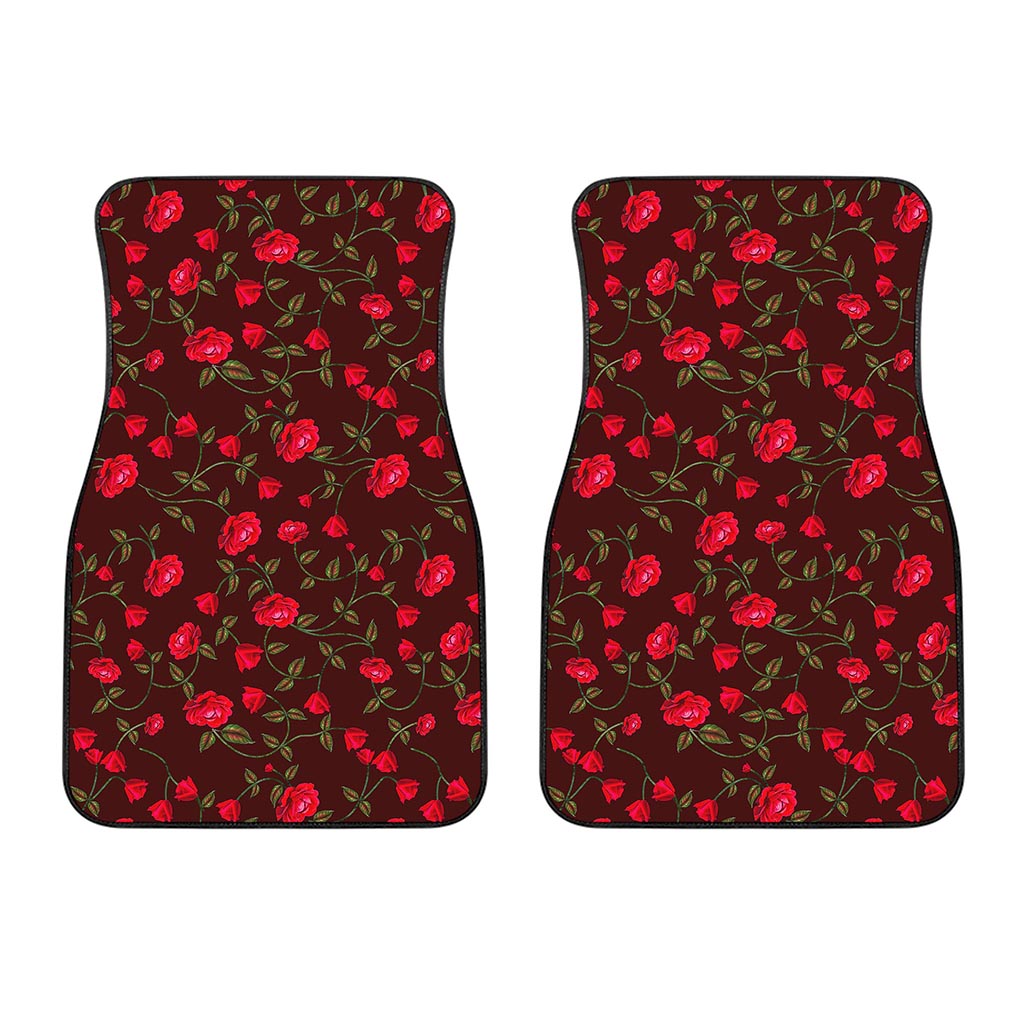 Red Rose Floral Flower Pattern Print Front Car Floor Mats