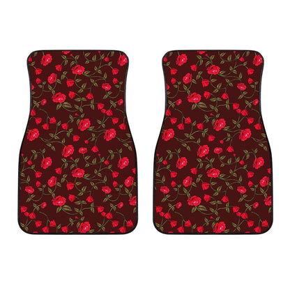Red Rose Floral Flower Pattern Print Front Car Floor Mats