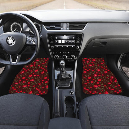Red Rose Floral Flower Pattern Print Front Car Floor Mats