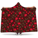 Red Rose Floral Flower Pattern Print Hooded Blanket