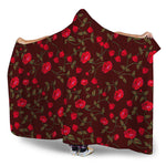 Red Rose Floral Flower Pattern Print Hooded Blanket