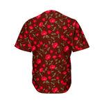 Red Rose Floral Flower Pattern Print Men's Baseball Jersey