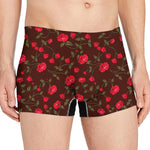 Red Rose Floral Flower Pattern Print Men's Boxer Briefs