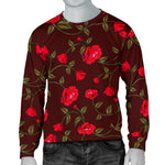Red Rose Floral Flower Pattern Print Men's Crewneck Sweatshirt GearFrost