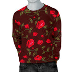 Red Rose Floral Flower Pattern Print Men's Crewneck Sweatshirt GearFrost