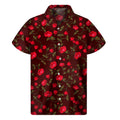 Red Rose Floral Flower Pattern Print Men's Short Sleeve Shirt