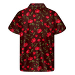 Red Rose Floral Flower Pattern Print Men's Short Sleeve Shirt
