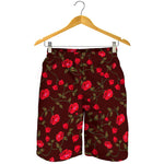 Red Rose Floral Flower Pattern Print Men's Shorts