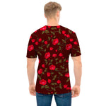 Red Rose Floral Flower Pattern Print Men's T-Shirt