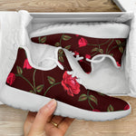 Red Rose Floral Flower Pattern Print Mesh Knit Shoes GearFrost
