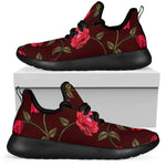 Red Rose Floral Flower Pattern Print Mesh Knit Shoes GearFrost