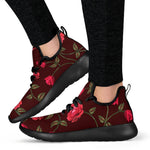 Red Rose Floral Flower Pattern Print Mesh Knit Shoes GearFrost