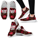 Red Rose Floral Flower Pattern Print Mesh Knit Shoes GearFrost