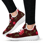 Red Rose Floral Flower Pattern Print Mesh Knit Shoes GearFrost