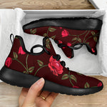 Red Rose Floral Flower Pattern Print Mesh Knit Shoes GearFrost