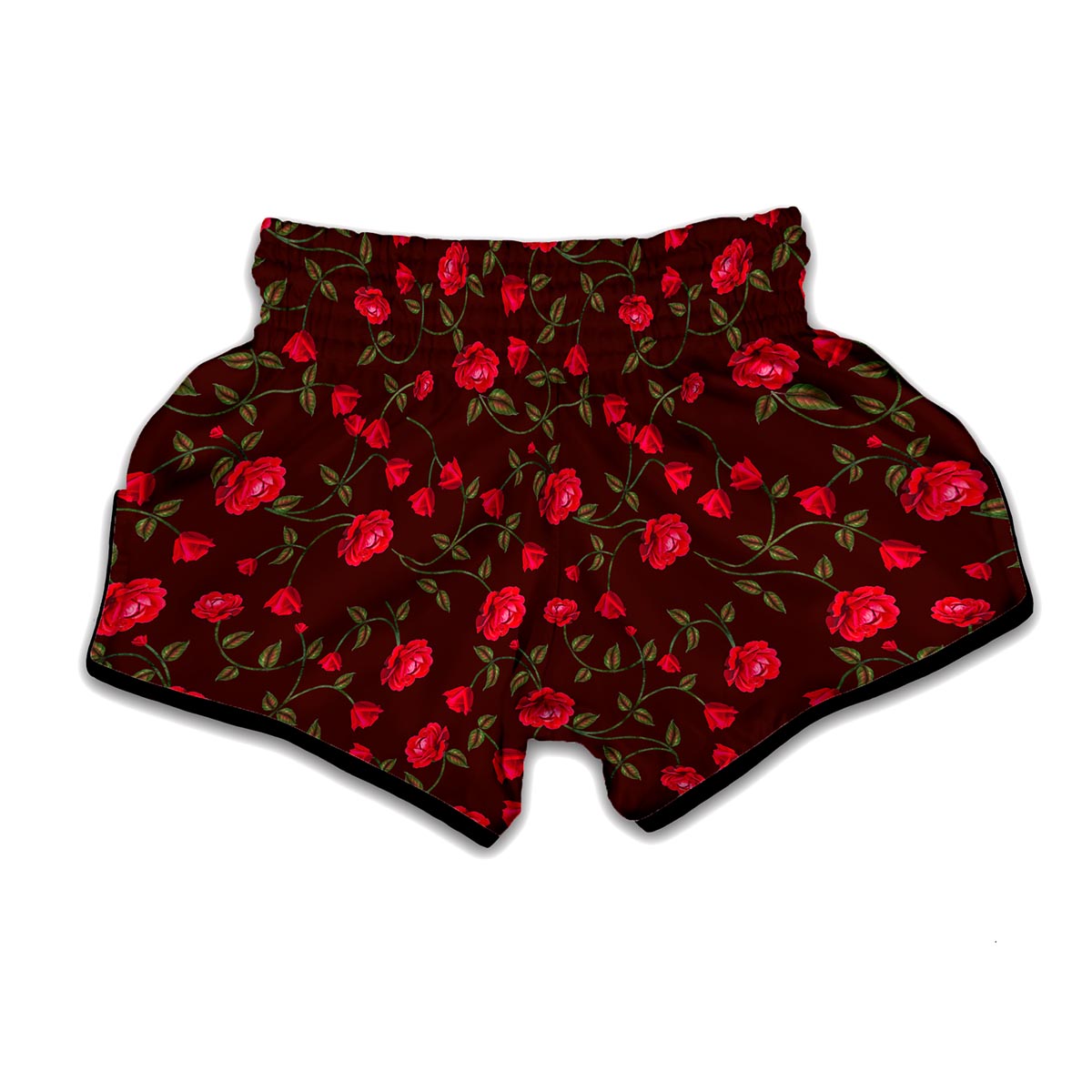 Red Rose Floral Flower Pattern Print Muay Thai Boxing Shorts