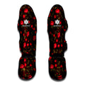 Red Rose Floral Flower Pattern Print Muay Thai Shin Guards