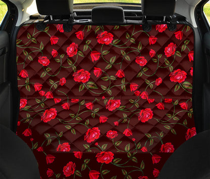 Red Rose Floral Flower Pattern Print Pet Car Back Seat Cover