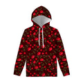 Red Rose Floral Flower Pattern Print Pullover Hoodie
