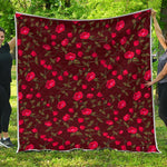 Red Rose Floral Flower Pattern Print Quilt