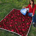 Red Rose Floral Flower Pattern Print Quilt