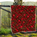 Red Rose Floral Flower Pattern Print Quilt